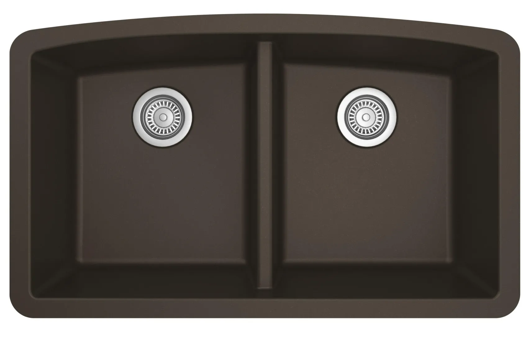 Karran 33" Undermount Quartz Composite Kitchen Sink, 50/50 Double Bowl, Brown, QU-710-BR-PK1