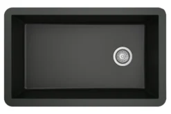 Karran 32" Undermount Quartz Composite Kitchen Sink, Black, QU-670-BL-PK1
