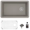 Karran 32" Undermount Quartz Composite Kitchen Sink, Concrete, QU-670-CN-PK1