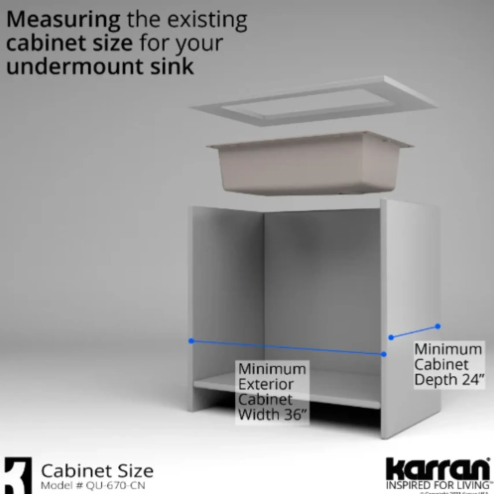 Karran 32" Undermount Quartz Composite Kitchen Sink, Concrete, QU-670-CN-PK1