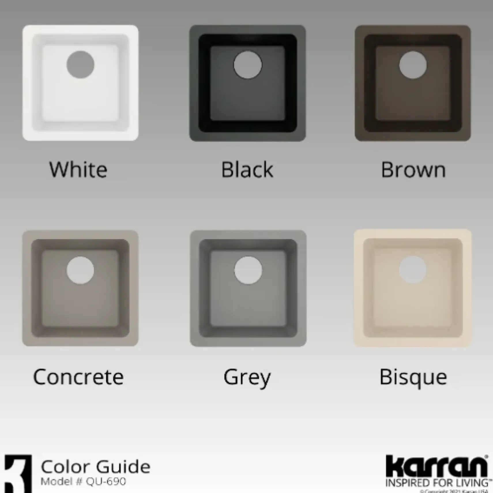 Karran 17" Undermount Quartz Composite Kitchen Sink, Concrete, QU-690-CN