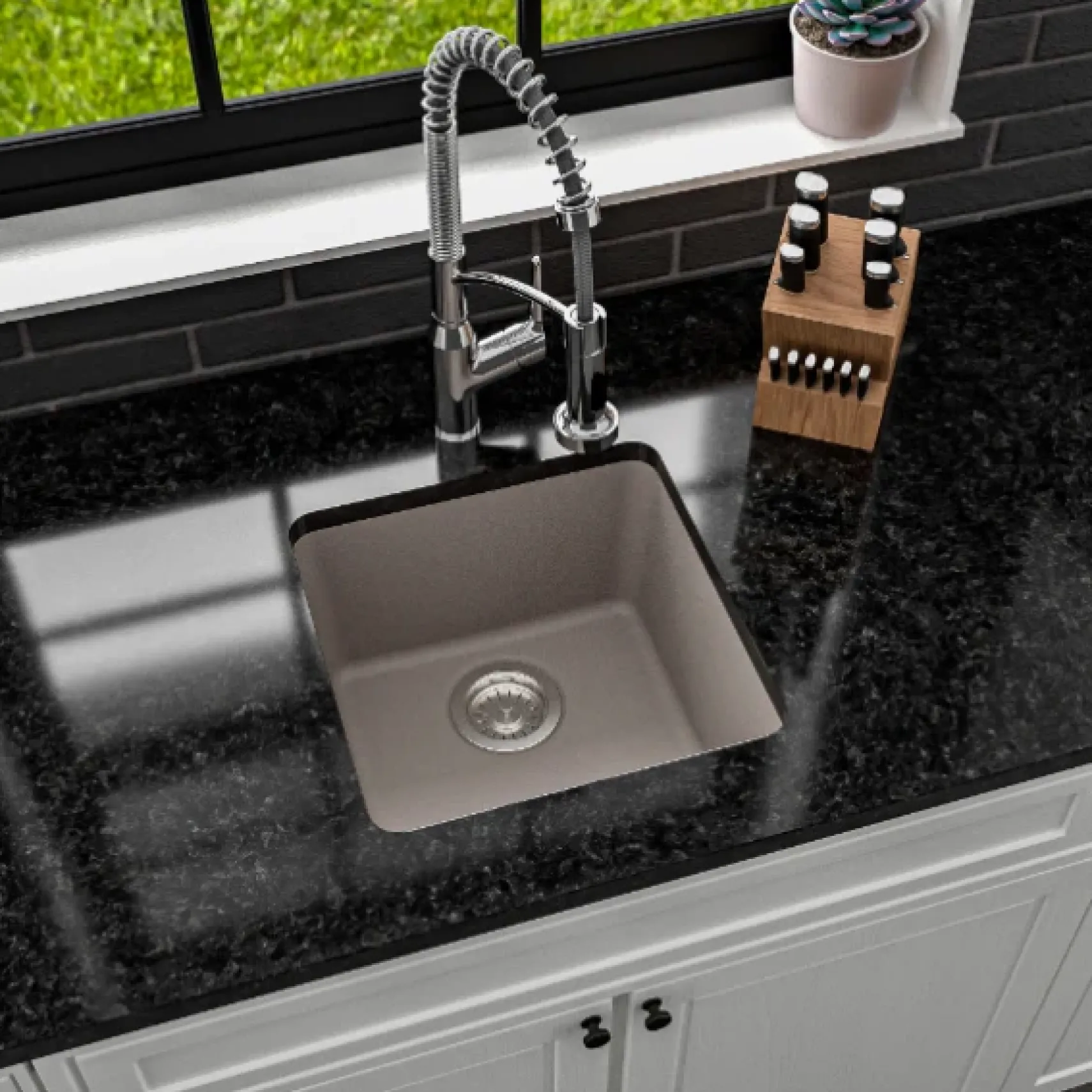 Karran 17" Undermount Quartz Composite Kitchen Sink, Concrete, QU-690-CN