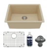 Karran 24" Undermount Quartz Composite Kitchen Sink with Accessories, Bisque, QU-820-BI-PK1