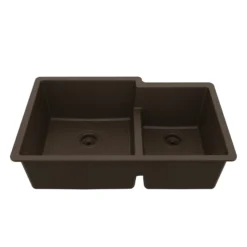 Karran 32" Undermount Quartz Composite Kitchen Sink, 60/40 Double Bowl, Brown, QU-811-BR
