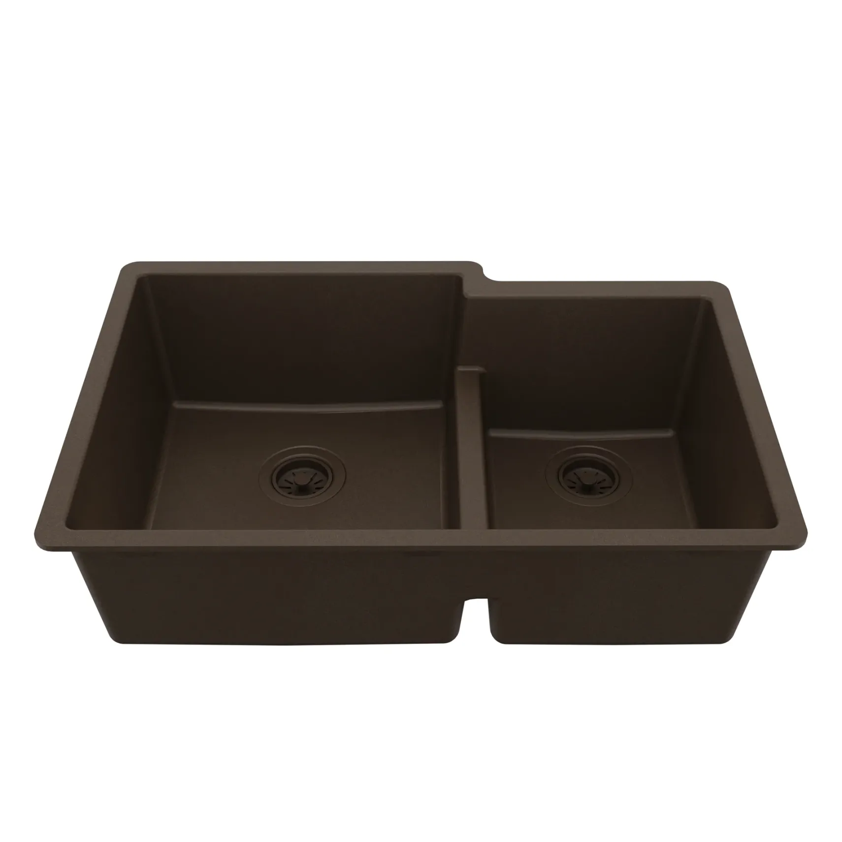 Karran 32" Undermount Quartz Composite Kitchen Sink, 60/40 Double Bowl, Brown, QU-811-BR