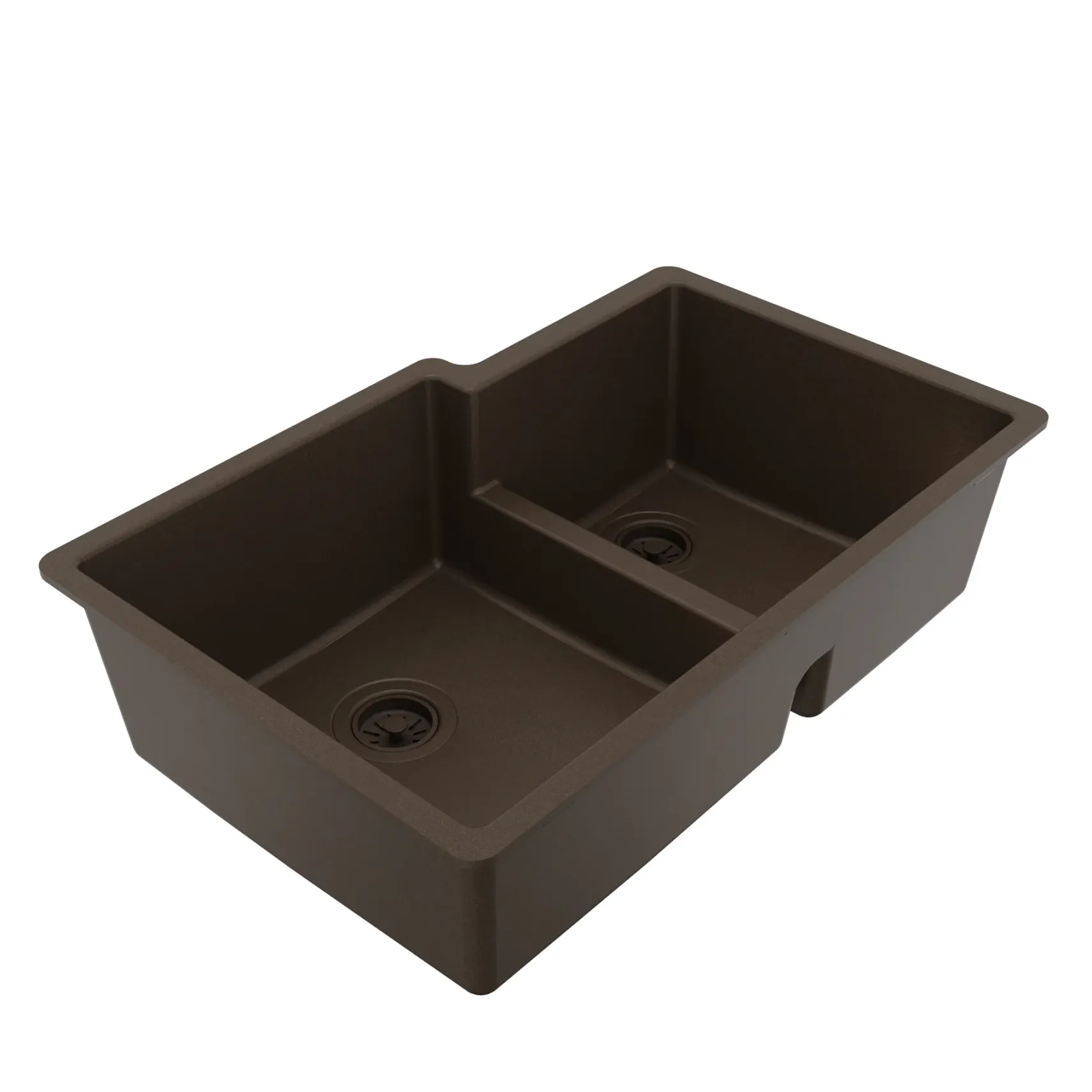 Karran 32" Undermount Quartz Composite Kitchen Sink, 60/40 Double Bowl, Brown, QU-811-BR