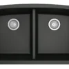 Karran 33" Undermount Quartz Composite Kitchen Sink, 50/50 Double Bowl, Black, QU-710-BL
