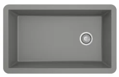Karran 32" Undermount Quartz Composite Kitchen Sink, Grey, QU-670-GR-PK1