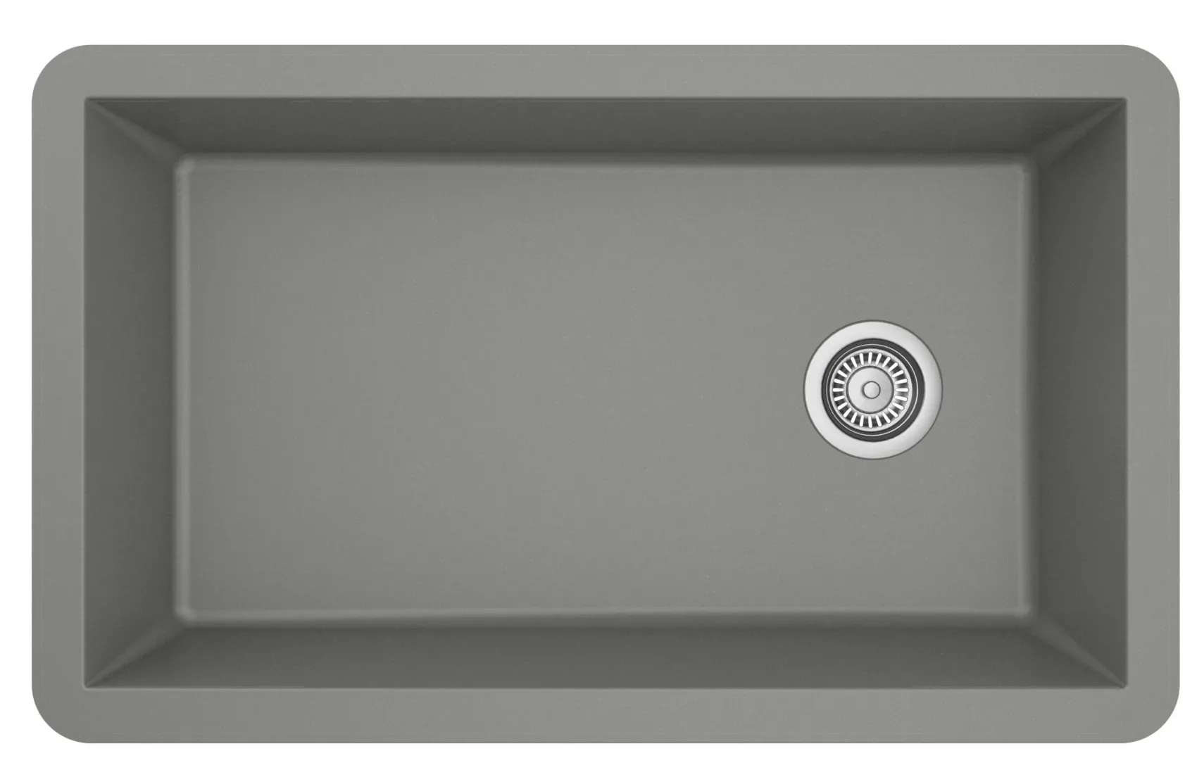 Karran 32" Undermount Quartz Composite Kitchen Sink, Grey, QU-670-GR-PK1