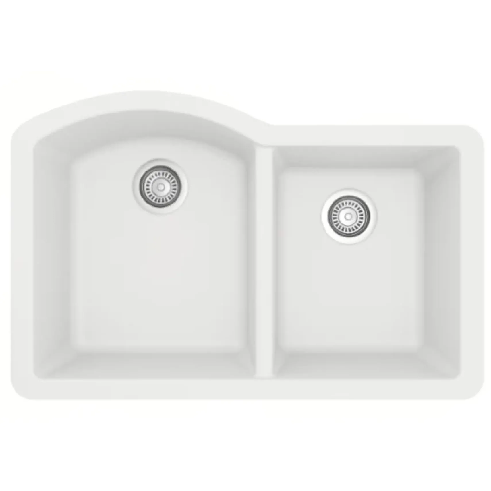 Karran 32" Undermount Quartz Composite Kitchen Sink, 60/40 Double Bowl, White, QU-610-WH-PK1
