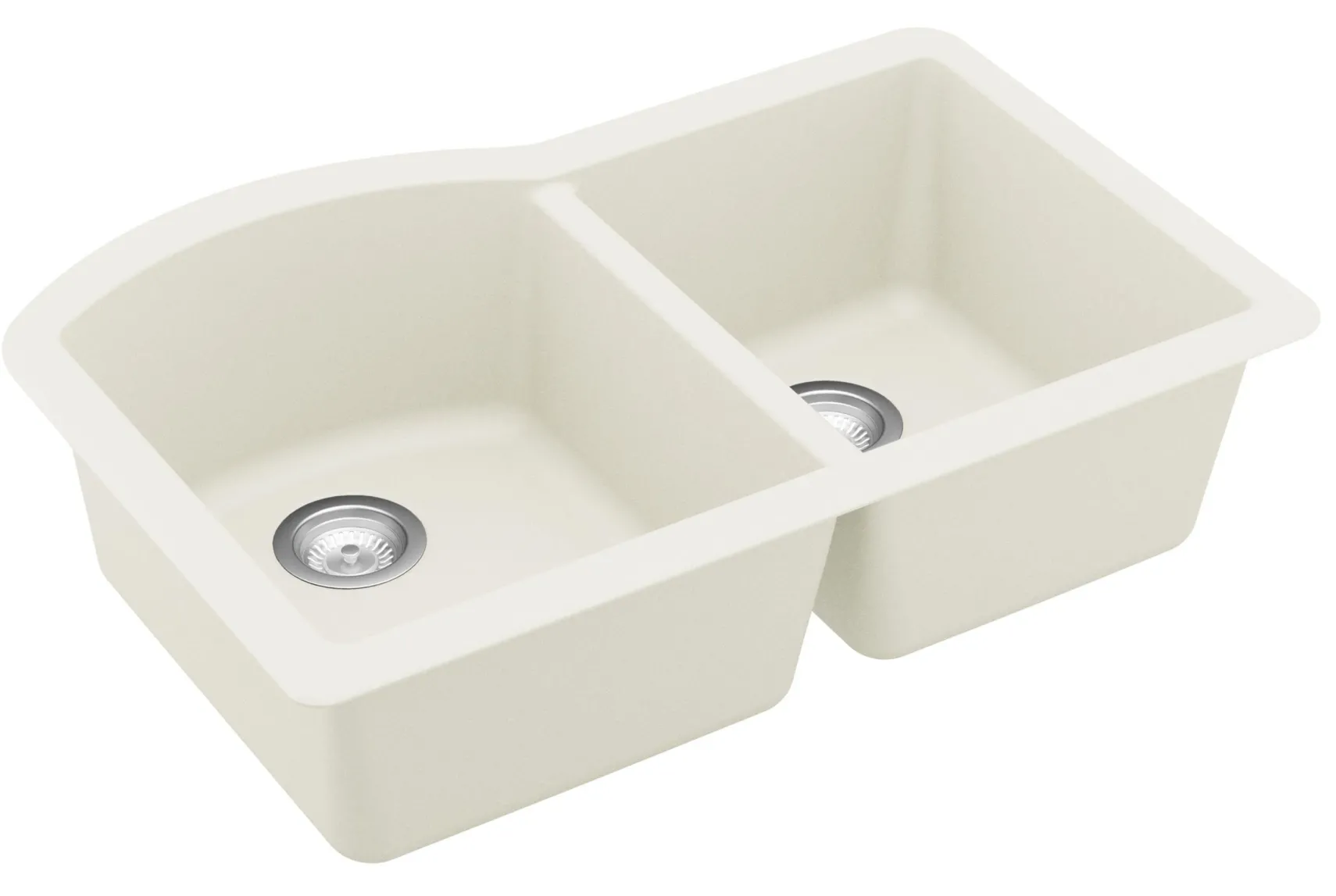 Karran 32" Undermount Quartz Composite Kitchen Sink, 60/40 Double Bowl, White, QU-610-WH-PK1
