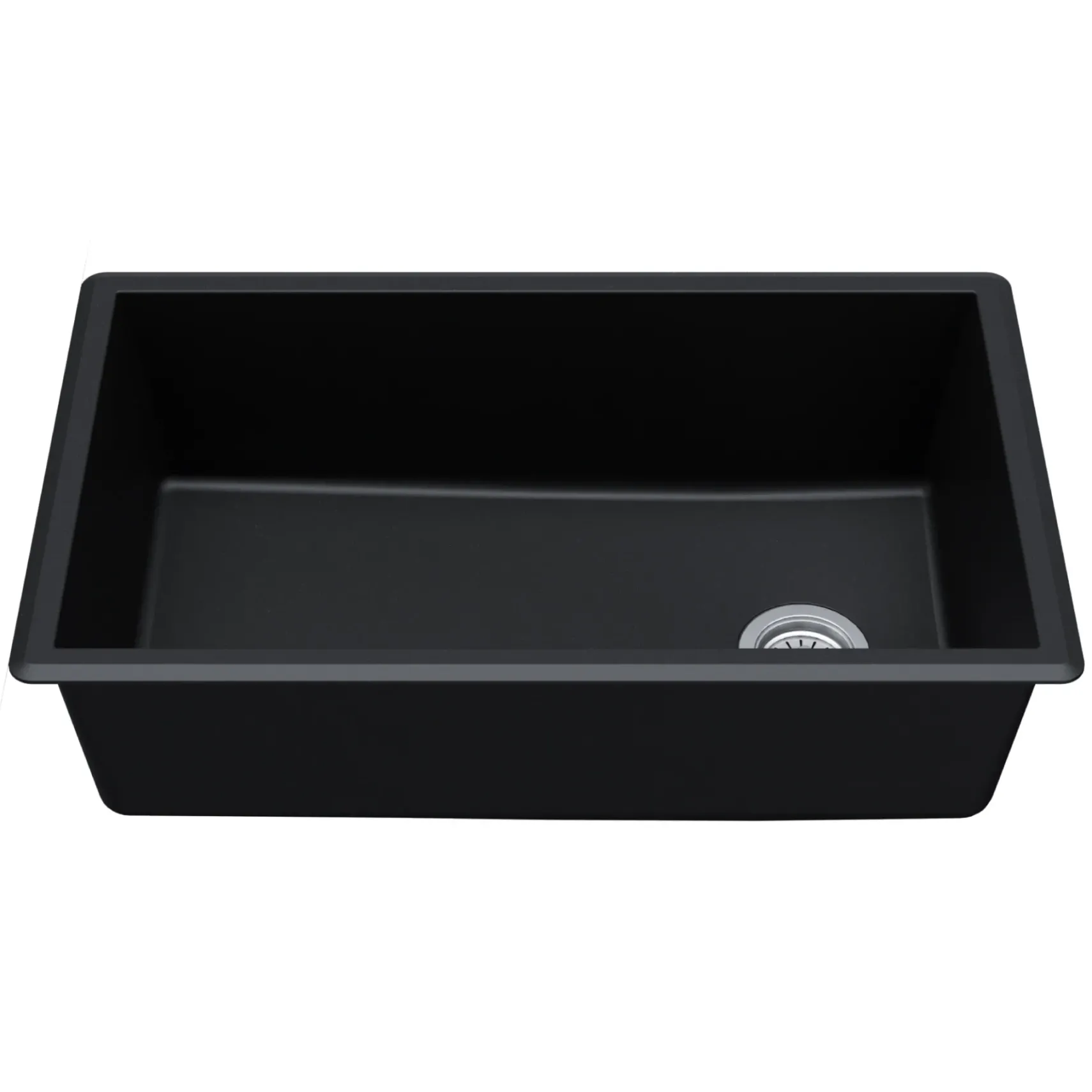 Karran 32" Undermount Quartz Composite Kitchen Sink, Black, QU-670-BL