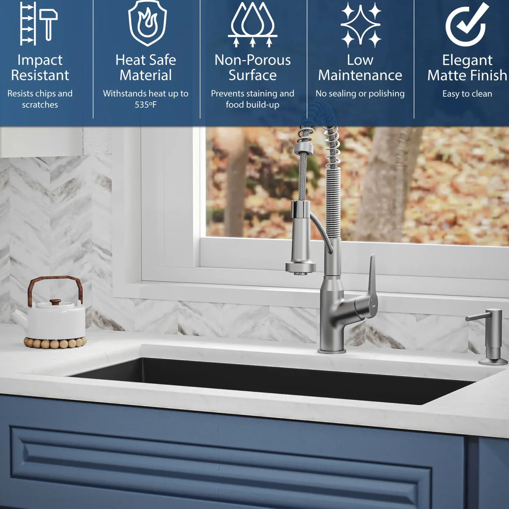 Karran 32" Undermount Quartz Composite Kitchen Sink, Black, QU-670-BL