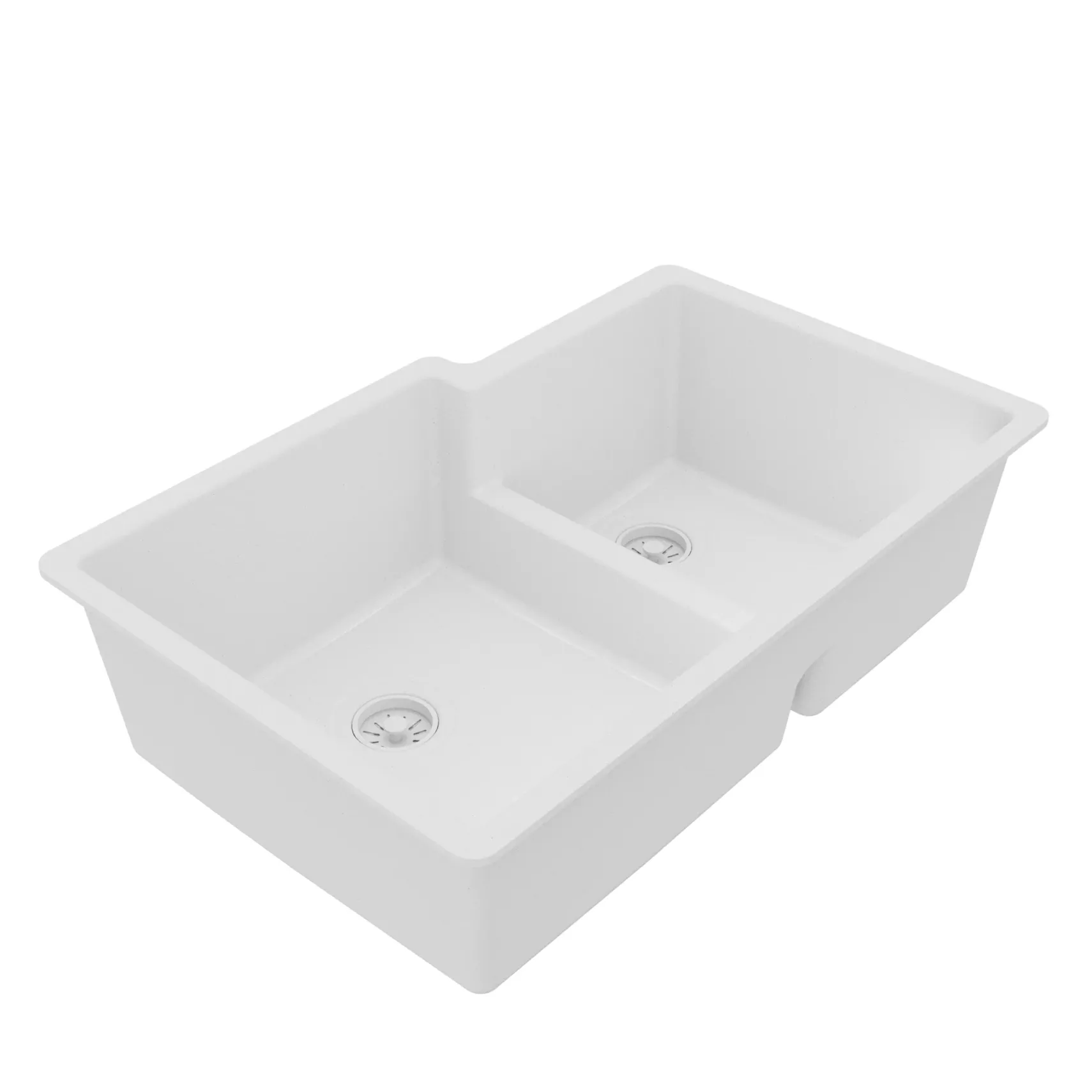 Karran 32" Undermount Quartz Composite Kitchen Sink, 60/40 Double Bowl, White, QU-811-WH