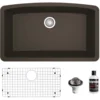 Karran 32" Undermount Quartz Composite Kitchen Sink, Brown, QU-712-BR-PK1