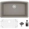 Karran 32" Undermount Quartz Composite Kitchen Sink, Concrete, QU-712-CN-PK1