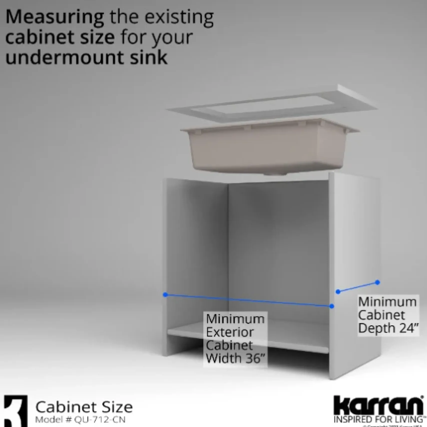Karran 32" Undermount Quartz Composite Kitchen Sink, Concrete, QU-712-CN-PK1