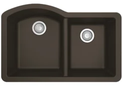 Karran 32" Undermount Quartz Composite Kitchen Sink, 60/40 Double Bowl, Brown, QU-610-BR