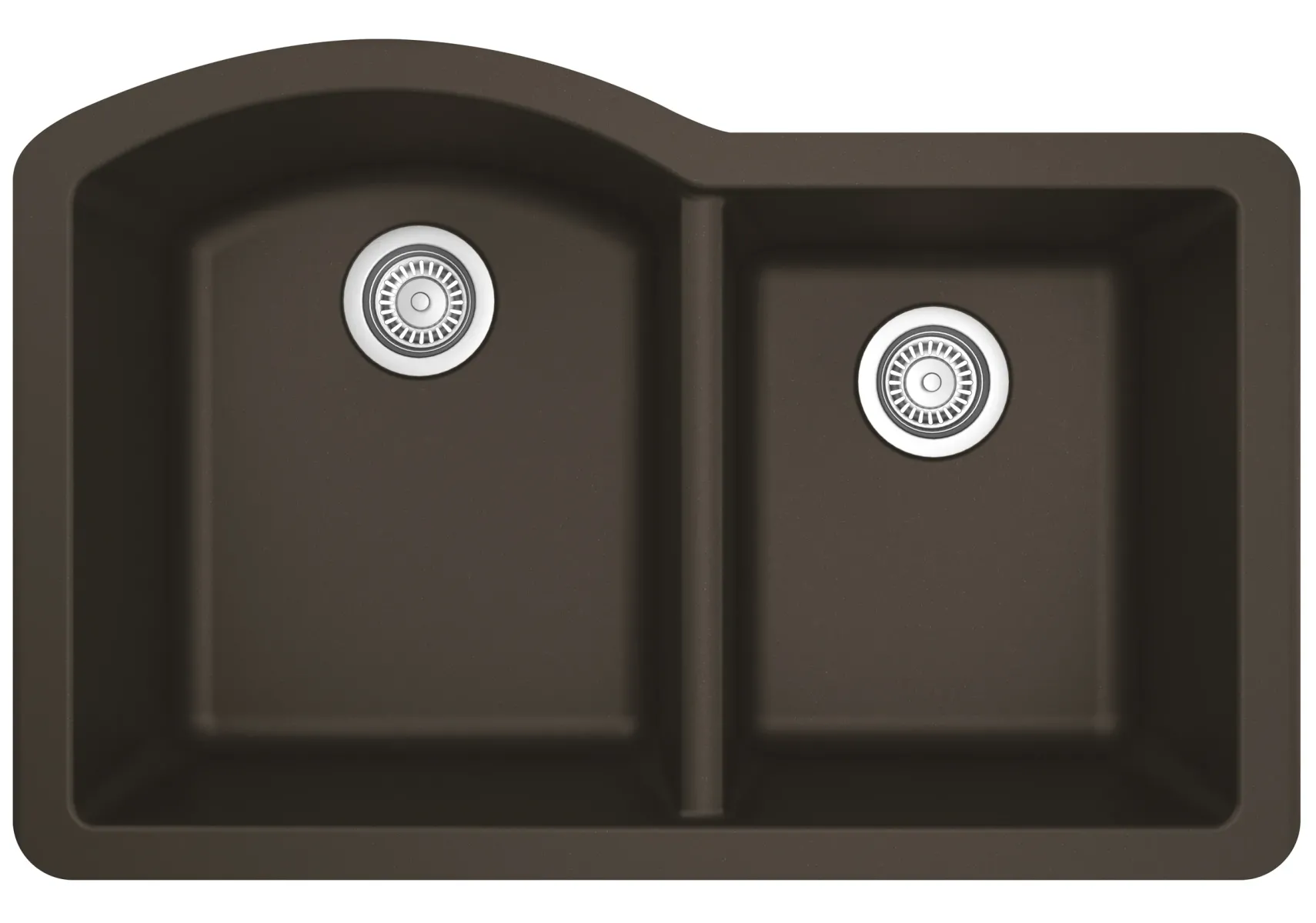 Karran 32" Undermount Quartz Composite Kitchen Sink, 60/40 Double Bowl, Brown, QU-610-BR