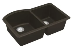 Karran 32" Undermount Quartz Composite Kitchen Sink, 60/40 Double Bowl, Brown, QU-610-BR