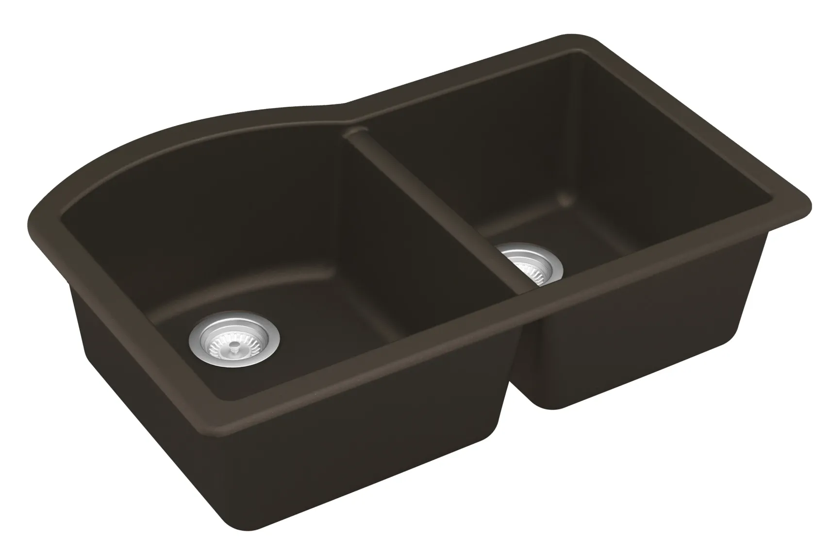 Karran 32" Undermount Quartz Composite Kitchen Sink, 60/40 Double Bowl, Brown, QU-610-BR