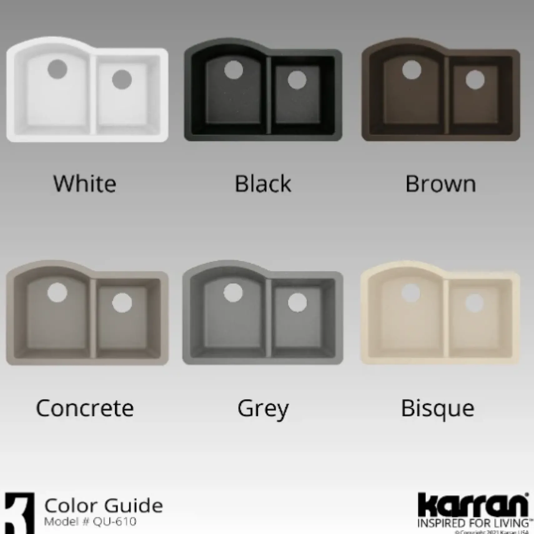 Karran 32" Undermount Quartz Composite Kitchen Sink, 60/40 Double Bowl, Brown, QU-610-BR