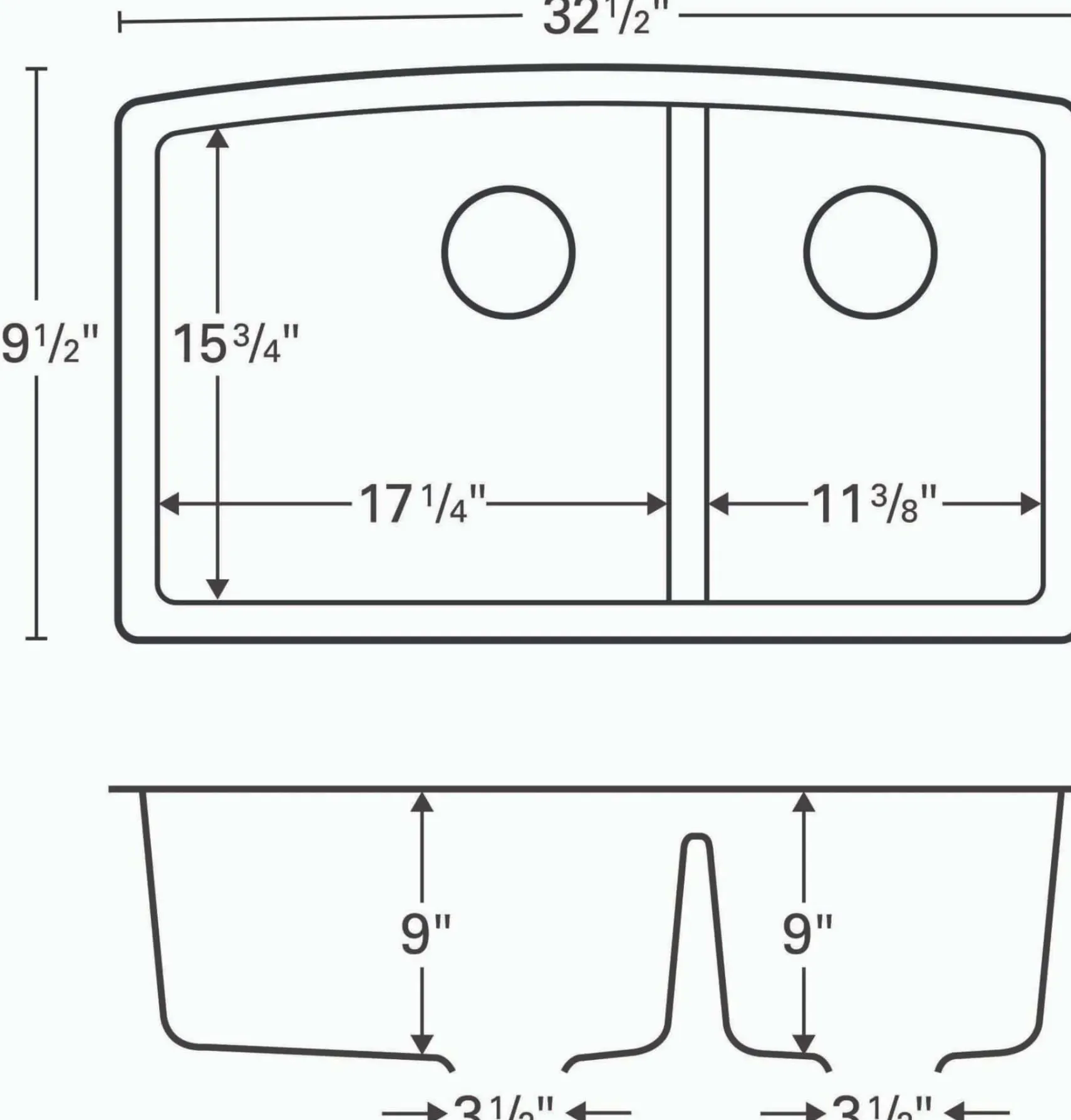 Karran 32" Undermount Quartz Composite Kitchen Sink, 60/40 Double Bowl, White, QU-711-WH-PK1