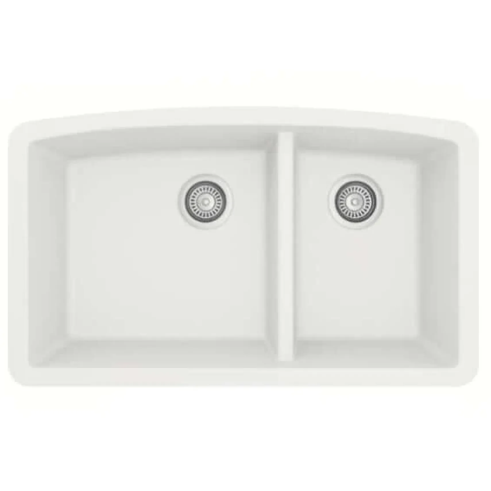 Karran 32" Undermount Quartz Composite Kitchen Sink, 60/40 Double Bowl, White, QU-711-WH-PK1