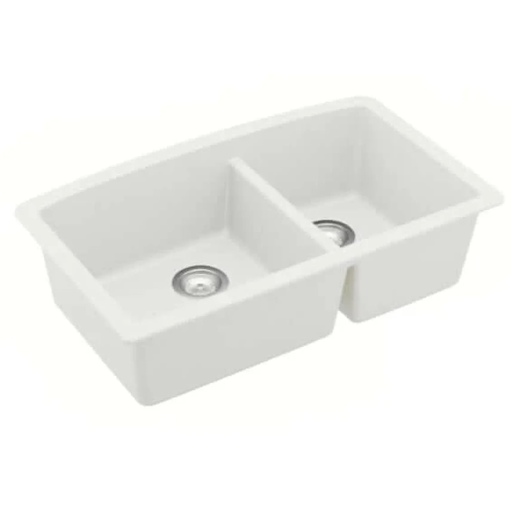 Karran 32" Undermount Quartz Composite Kitchen Sink, 60/40 Double Bowl, White, QU-711-WH-PK1