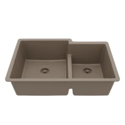 Karran 32" Undermount Quartz Composite Kitchen Sink, 60/40 Double Bowl, Concrete, QU-811-CN