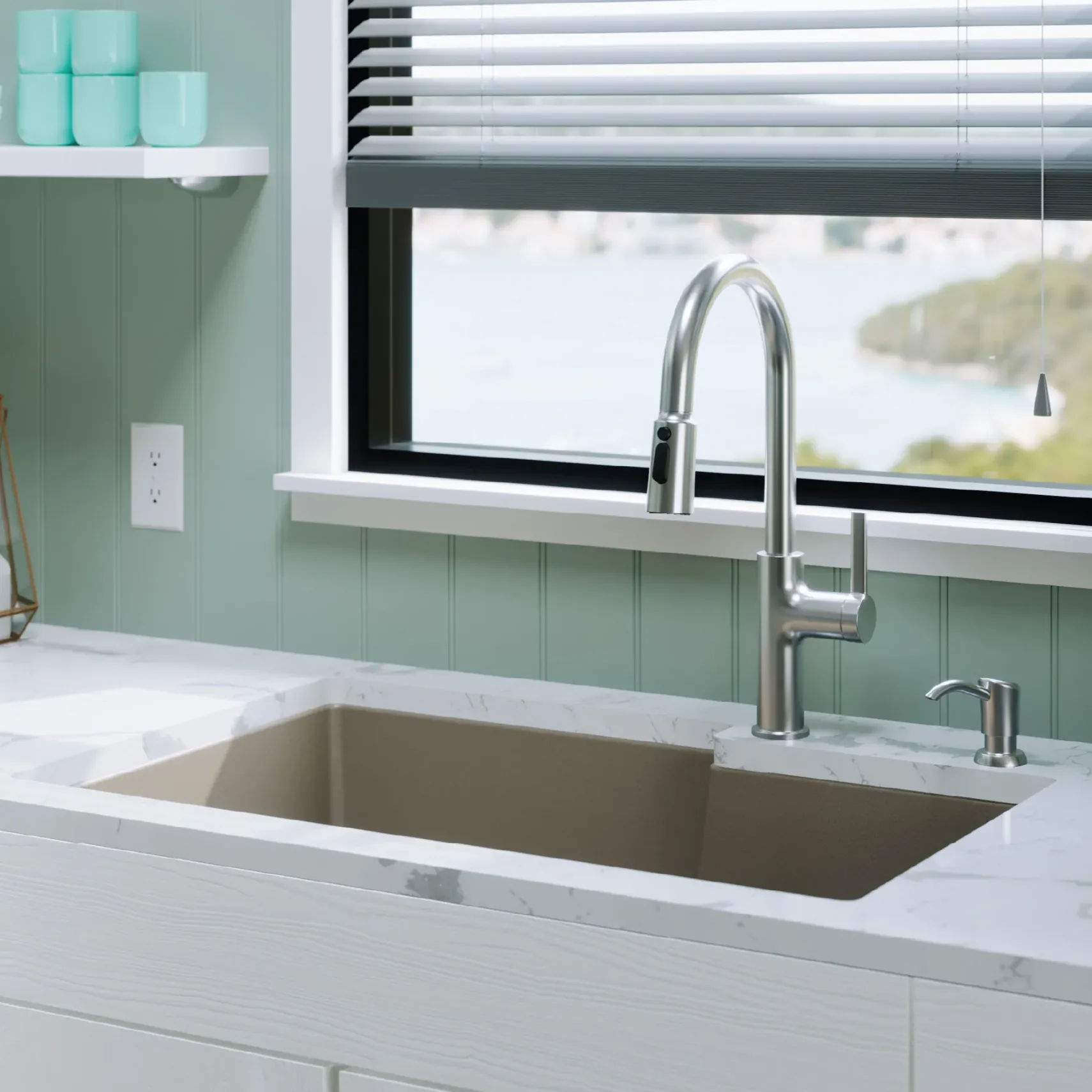 Karran 32" Undermount Quartz Composite Kitchen Sink, 60/40 Double Bowl, Concrete, QU-811-CN