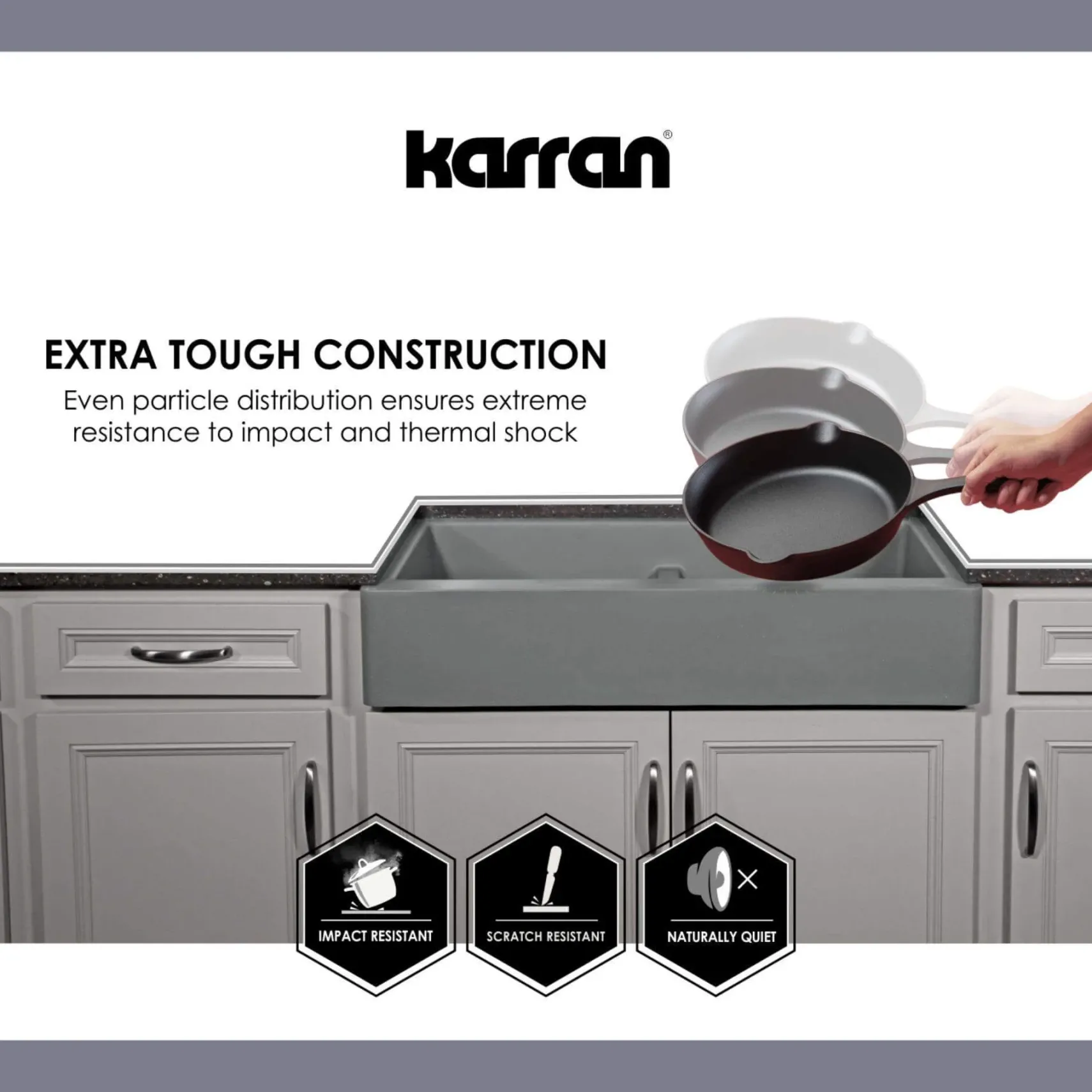 Karran 32" Undermount Quartz Composite Kitchen Sink, White, QU-670-WH-PK1