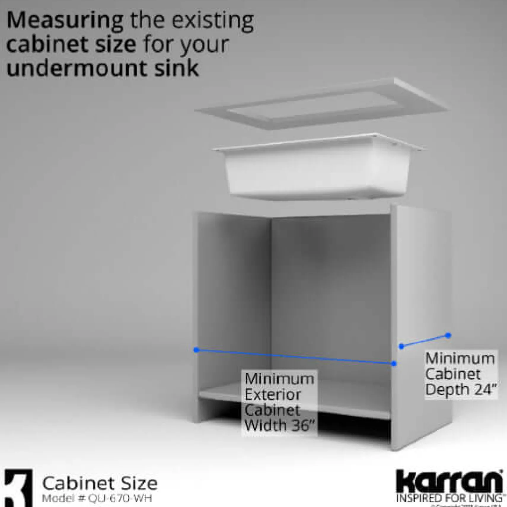 Karran 32" Undermount Quartz Composite Kitchen Sink, White, QU-670-WH-PK1