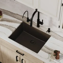 Karran 24" Undermount Quartz Composite Kitchen Sink, Brown, QU-820-BR
