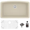 Karran 32" Undermount Quartz Composite Kitchen Sink, Bisque, QU-712-BI-PK1