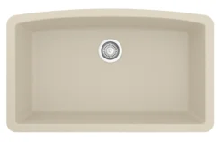 Karran 32" Undermount Quartz Composite Kitchen Sink, Bisque, QU-712-BI-PK1