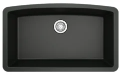 Karran 33" Undermount Quartz Composite Kitchen Sink, Black, QU-712-BL