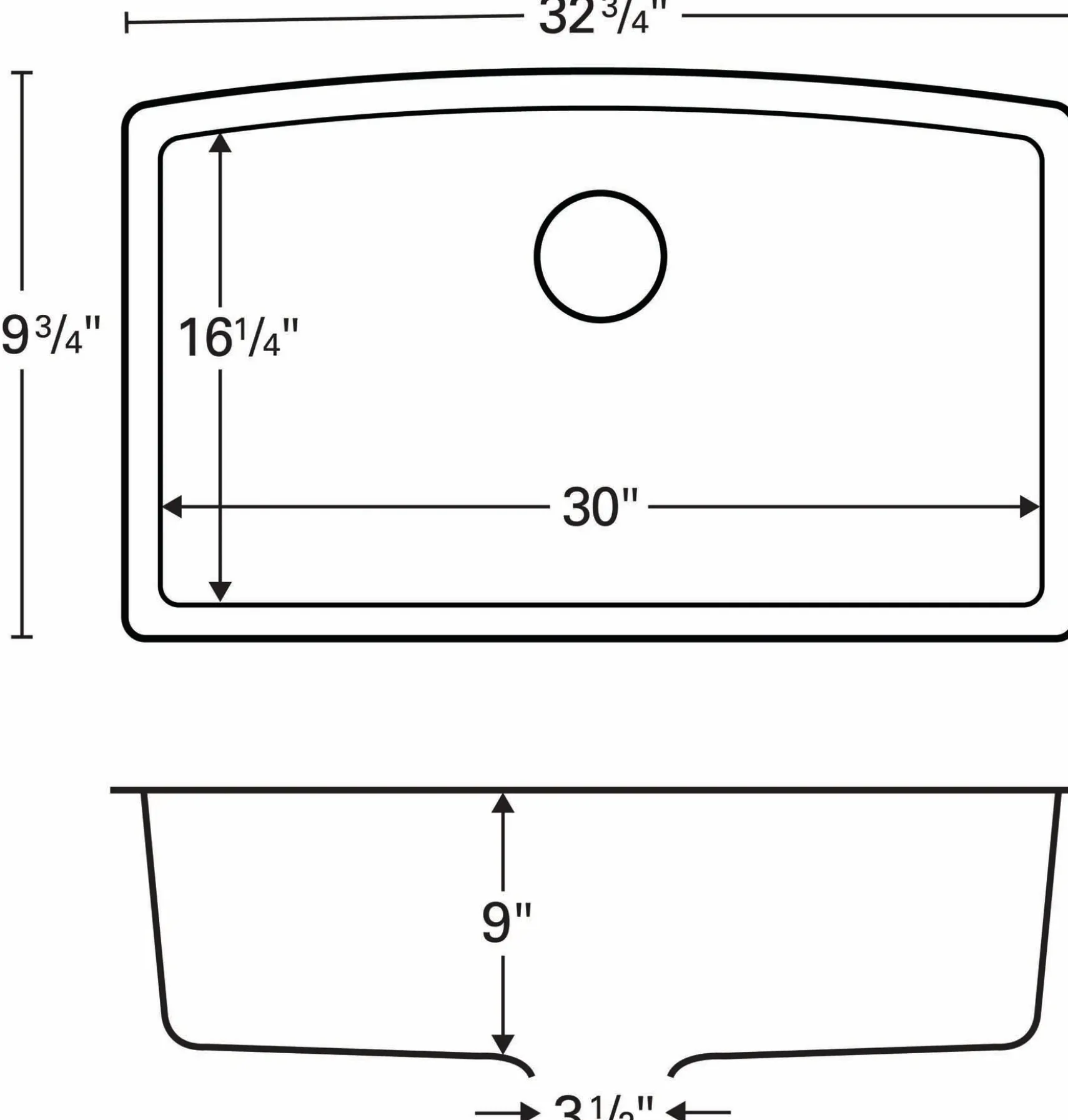 Karran 33" Undermount Quartz Composite Kitchen Sink, Black, QU-712-BL