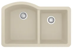 Karran 32" Undermount Quartz Composite Kitchen Sink, 60/40 Double Bowl, Bisque, QU-610-BI