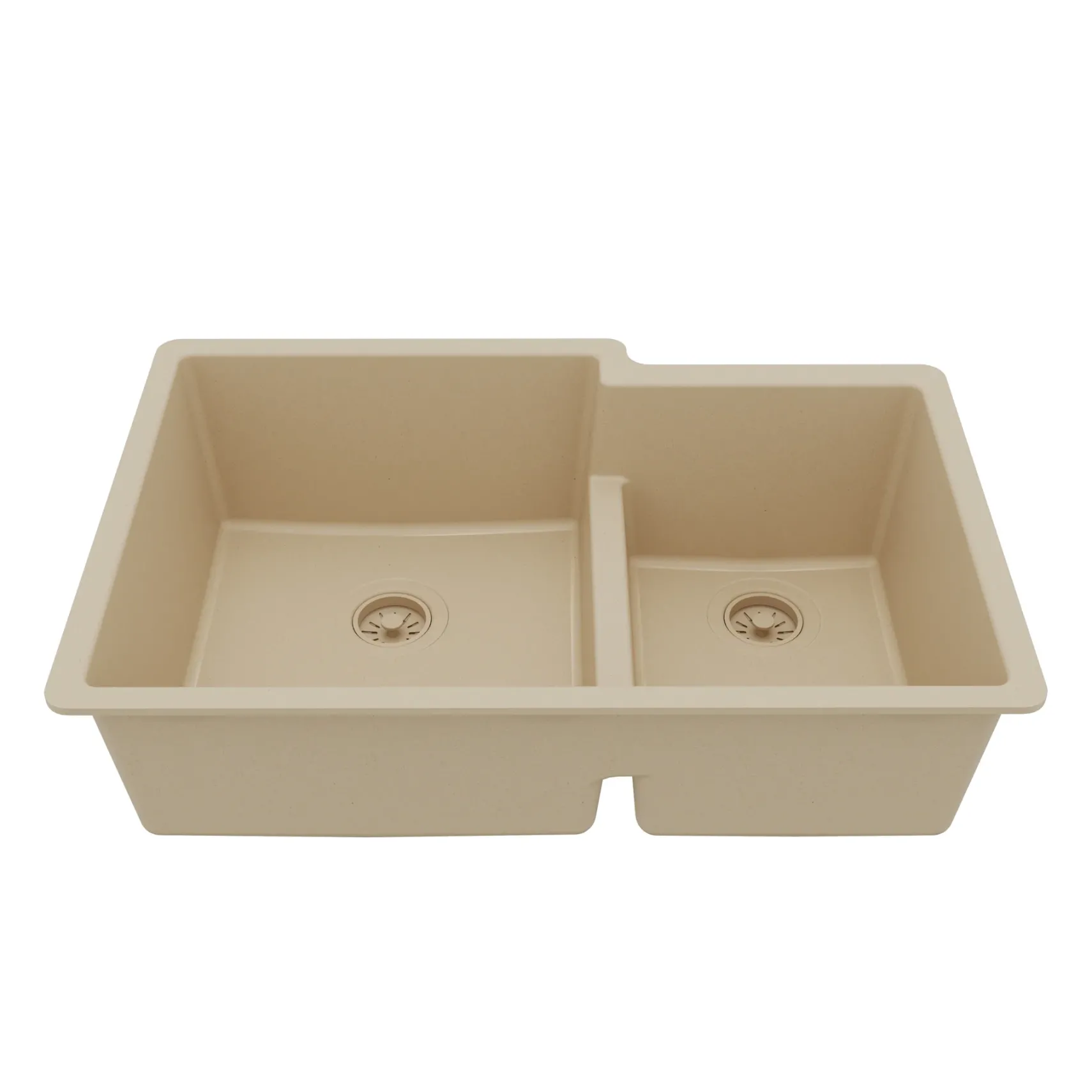 Karran 32" Undermount Quartz Composite Kitchen Sink, 60/40 Double Bowl, Bisque, QU-811-BI