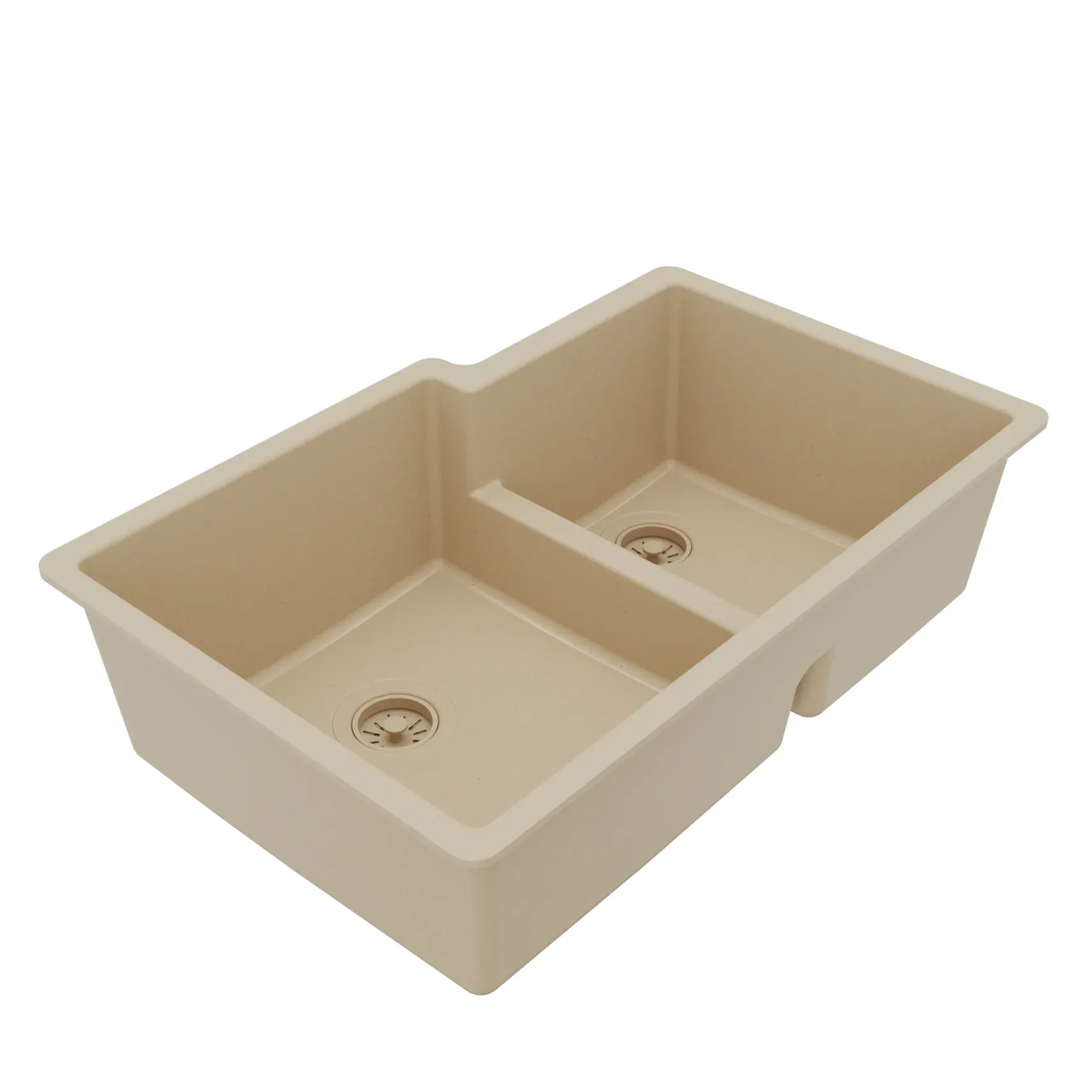 Karran 32" Undermount Quartz Composite Kitchen Sink, 60/40 Double Bowl, Bisque, QU-811-BI