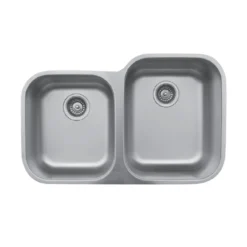 Karran 32" Undermount Stainless Steel Kitchen Sink with Accessories, 60/40 Double Bowl, 18 Gauge, U-6040L-PK1