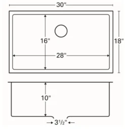Karran 30" Undermount Stainless Steel Kitchen Sink, 16 Gauge, EL-75-PK1