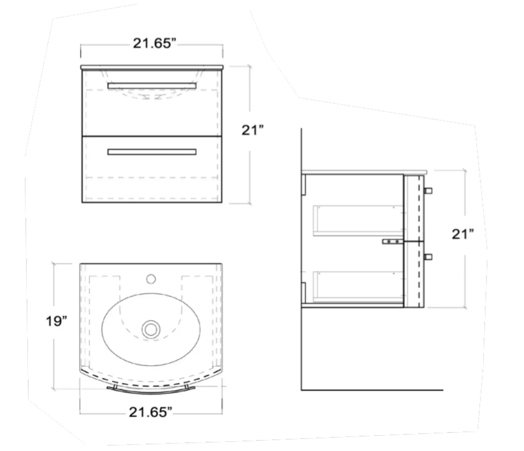 Latoscana 22" Modern Bathroom Vanity, Palio Series, PA22OPT1
