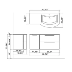 Latoscana 43" Modern Bathroom Vanity, Left Side Cabinet, Oasi Series, Red, OA43OPT3R