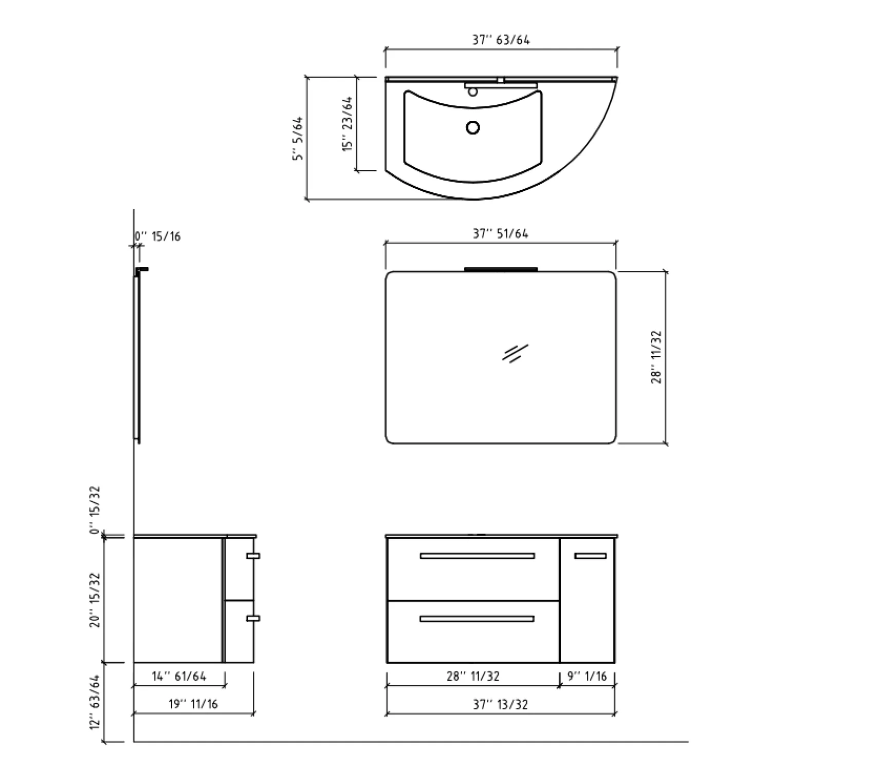 Latoscana 38" Modern Bathroom Vanity Left Side Corner, Ameno Series, Red, AM38OPT1R
