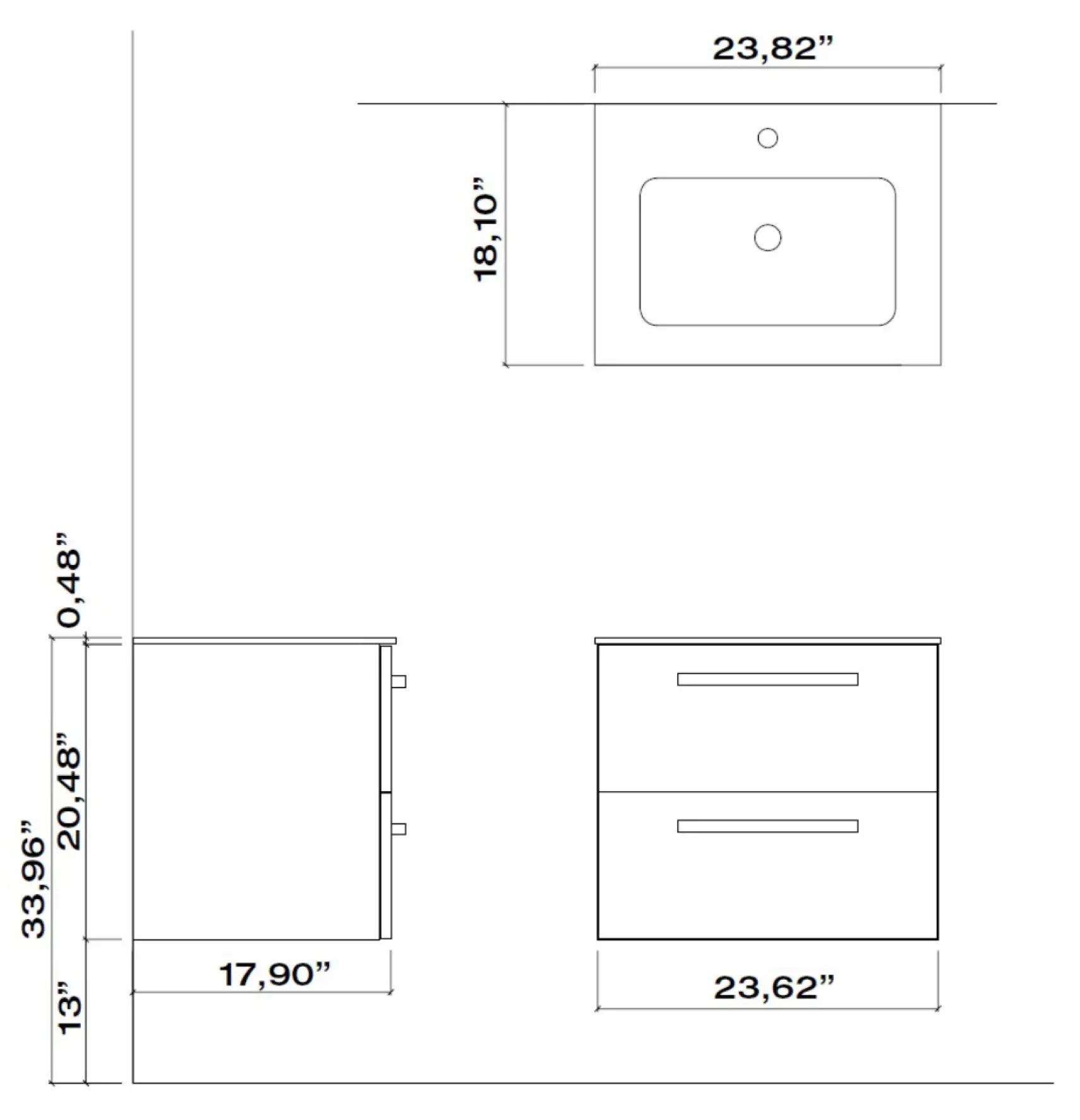 Latoscana 24" Modern Bathroom Vanity, Ameno Series, AM24OPT1