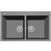 Latoscana Plados 34" Quartz Composite Drop-in Double Bowl Kitchen Sink, Silver, AM8620-42UG