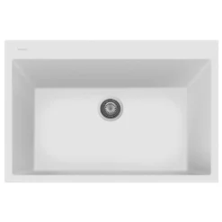 Latoscana Plados 33" Quartz Composite Drop-in Single Bowl Kitchen Sink, White, ON8410-58UG