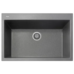 Latoscana Plados 33" Quartz Composite Drop-in Single Bowl Kitchen Sink, Silver, ON8410-42UG